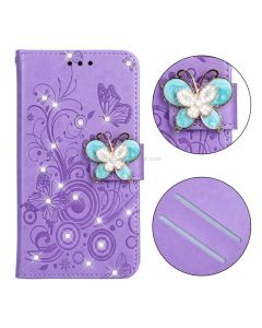 For Galaxy S9 Diamond Encrusted Butterflies Love Flowers Pattern Horizontal Flip Leather Case with Holder & Card Slots & Wallet & Lanyard