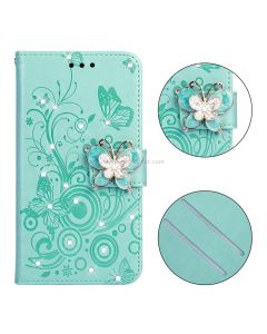 Diamond Encrusted Butterflies Love Flowers Pattern Horizontal Flip Leather Case for Galaxy S9 Plus , with Holder & Card Slots & Wallet & Lanyard