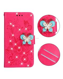 Diamond Encrusted Butterflies Love Flowers Pattern Horizontal Flip Leather Case for Galaxy S10 , with Holder & Card Slots & Wallet & Lanyard