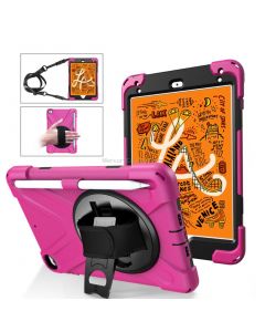 Shockproof Colorful Silica HDW + PC Protective Case for iPad Mini 2019 / Mini 4, with Holder & Shoulder Strap & Hand Strap & Pen Slot