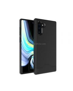 Ultra-thin TPU+PC Brushed Texture Shockproof Protective Case for Galaxy Note10, with Holder & Card Slot