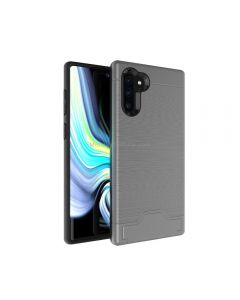 Ultra-thin TPU+PC Brushed Texture Shockproof Protective Case for Galaxy Note10+, with Holder & Card Slot