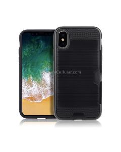 Ultra-thin TPU+PC Brushed Texture Shockproof Protective Case with Card Slot for iPhone XS Max