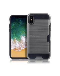Ultra-thin TPU+PC Brushed Texture Shockproof Protective Case with Card Slot for iPhone XS Max
