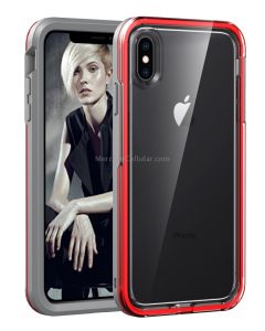 Grey+Red For iPhone X / XS 2 in 1 TPU+PC Solid Color Combination Drop