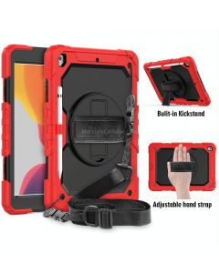 For iPad 10.2 Shockproof Colorful Silica Gel + PC Protective Case with Holder & Shoulder Strap & Hand Strap & Pen Slot