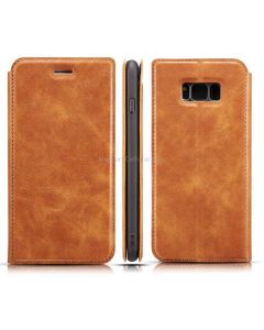 For Galaxy S8 Retro Simple Ultra-thin Magnetic Leather Case with Holder & Card Slots & Lanyard