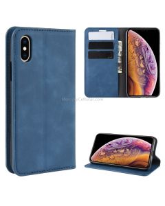 For iPhone XS Retro-skin Business Magnetic Suction Leather Case with Purse-Bracket-Chuck