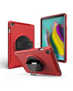 For iPad 10.2 2019 360 Degree Rotation PC + Silicone Protective Case with Holder & Hand-strap