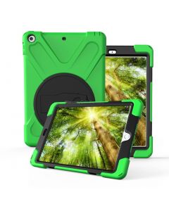 For iPad 10.2 （2019）360 Degree Rotation PC + Silicone Protective Case with Holder & Hand-strap