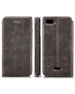 For Xiaomi Redmi 6A Retro Simple Ultra-thin Magnetic Leather Case with Holder & Card Slots & Lanyard