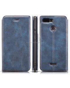 For Xiaomi Redmi 6 Retro Simple Ultra-thin Magnetic Leather Case with Holder & Card Slots & Lanyard