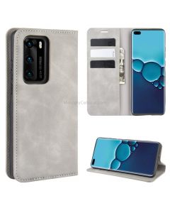For Huawei P40 Retro-skin Business Magnetic Suction Leather Case with Holder & Card Slots & Wallet