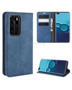 For Huawei P40 Retro-skin Business Magnetic Suction Leather Case with Holder & Card Slots & Wallet