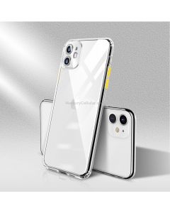 For iPhone 11 Pro Max Color Button Clear Full Coverage Shockproof TPU Case