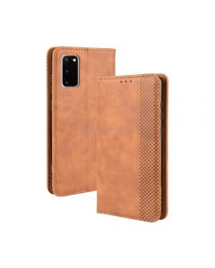 For Galaxy S20 /S20 5G Magnetic Buckle Retro Crazy Horse Texture Horizontal Flip Leather Case , with Holder & Card Slots & Photo Frame