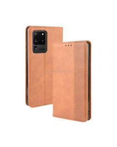 For Galaxy S20 Ultra/S20 Ultra 5G Magnetic Buckle Retro Crazy Horse Texture Horizontal Flip Leather Case , with Holder & Card Slots & Photo Frame