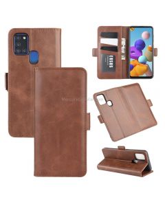 For Galaxy A21S Dual-side Magnetic Buckle Horizontal Flip Leather Case with Holder & Card Slots & Wallet