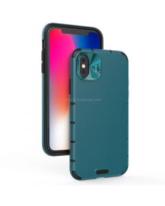 For iPhone XR Shockproof Grain Leather PC + TPU Case