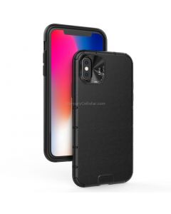 For iPhone XR Shockproof Grain Leather PC + TPU Case