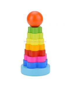 Colorful Rainbow Jenga Tower Column Early Education Intellectual Wood Toys