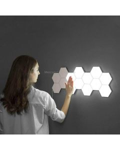 Touch-sensitive Honeycomb Quantum Lamp Assembly Combination Background Aisle Wall Lamp, Color:4pcs White Light Including Power Supply