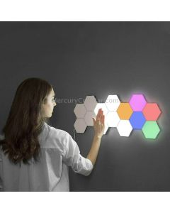 Touch-sensitive Honeycomb Quantum Lamp Assembly Combination Background Aisle Wall Lamp, Color:16pcs White Light Including Power Supply