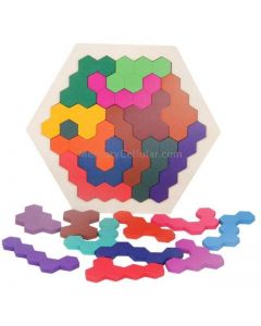 Kids 3D Wooden Puzzles Toy Children Geometry Tangrams Honeycomb Puzzles IQ Brain Training Educational Toys 14 PCS
