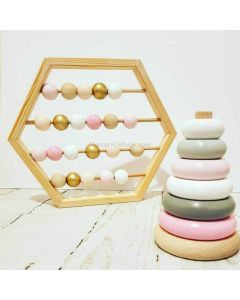 Natural Wooden Abacus Beads Craft Baby Early Learning Educational Toys Baby Room Decor