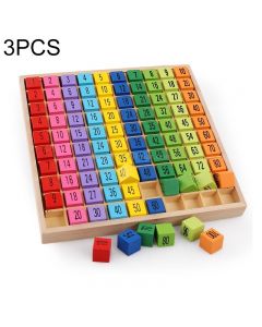 3 PCS Montessori Educational Wooden Toys 99 Multiplication Table Math Arithmetic Teaching Aids for Kids