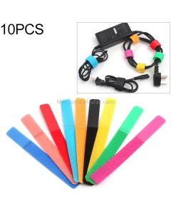 10 PCS Candy-colored Power Cord Hook and Loop Fastener Strip, Random Color Delivery, Size:180 x 20mm