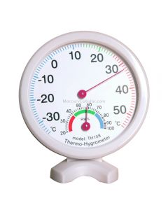 TH108 Mini Round Clock-shaped Indoor Outdoor Hygrometer Humidity Thermometer Temperature Meter, Random Color Delivery