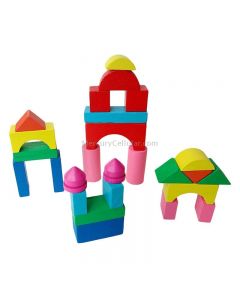 Wooden Mini Castle Building Blocks Geometric Cognition Children Early Education Toys