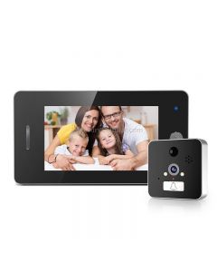 TS-509 4.3 inch 960P HD Screen WiFi Smart Video Doorbell Peephole Viewer, Support Visual Intercom & Night Vision & Motion Detection