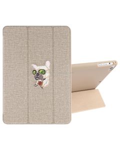 Embroidered cartoon Pattern Left and Right Flip Leather Case for iPad Mini 5 / 4 , with Three-folding Holder & Sleep / Wake-up Function & Pen Slot