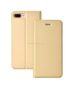Ultra-thin Pressed Magnetic TPU+PU Leather Case for iPhone 8 Plus &7 Plus, with Card Slot & Holder